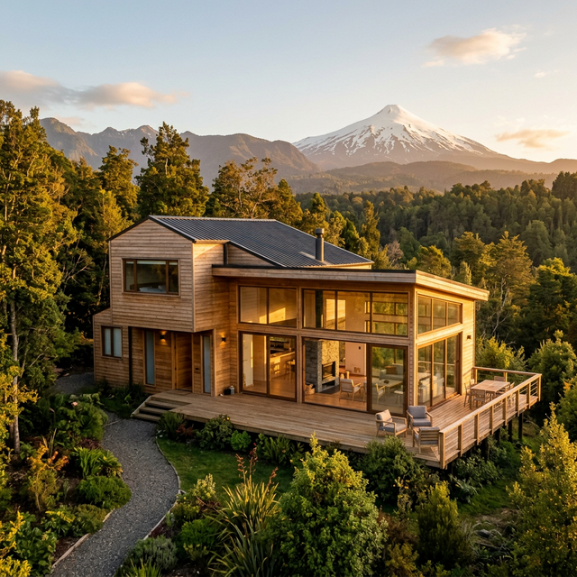Casa moderna de madera en el sur de Chile
